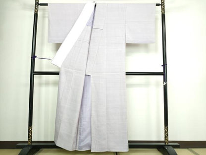 平和屋着物▽結城紬 単衣 白藤色 正絹 逸品 DAAW9408sf