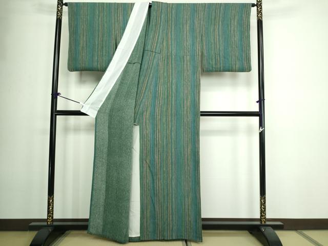 平和屋着物▽上質な小紋 単衣 間道 鬼しぼ縮緬 正絹 逸品 DAAW9409sf
