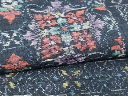平和屋着物▽上質な紬 単衣 正倉院花文 正絹 逸品 未使用 DAAW9410sf