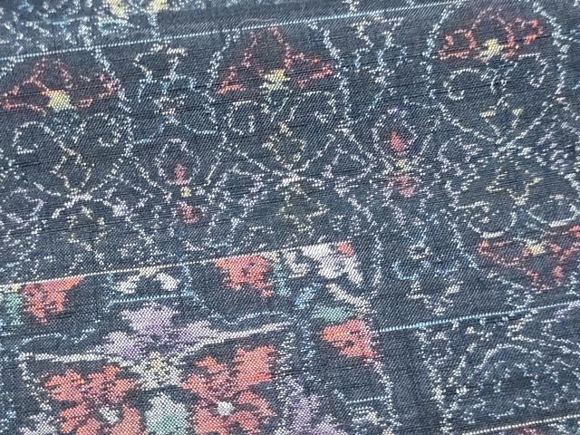 平和屋着物▽上質な紬 単衣 正倉院花文 正絹 逸品 未使用 DAAW9410sf