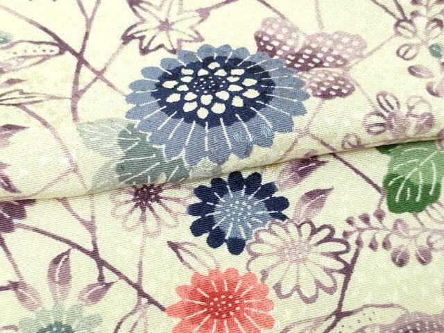 平和屋着物▽上質な小紋 単衣 型染め 草花文 正絹 逸品 未使用 DAAW9411sf