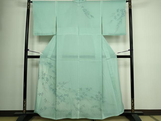 平和屋着物▽訪問着 無双 紗袷 紋紗×絽 枝葉文 正絹 逸品 DAAW9418sf