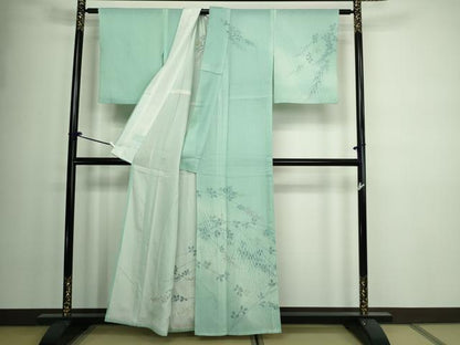 平和屋着物▽訪問着 無双 紗袷 紋紗×絽 枝葉文 正絹 逸品 DAAW9418sf