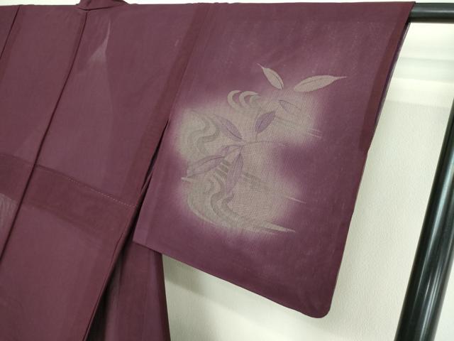 平和屋着物▽訪問着 無双 紗袷 紗×縦絽 流水枝葉文 暈し染め 正絹 逸品 DAAW9419sf