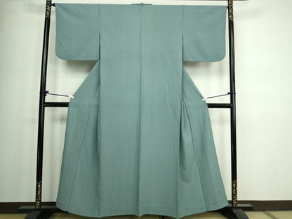 平和屋着物▽洗える最高級着物　＜英＞はなぶさ謹製　江戸小紋　単衣　縞　万筋　淡藤色×卯の花色　洗える着物　DAAW9421sf