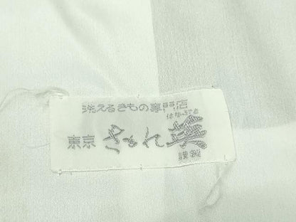平和屋着物▽洗える最高級着物　＜英＞はなぶさ謹製　江戸小紋　単衣　縞　万筋　淡藤色×卯の花色　洗える着物　DAAW9421sf