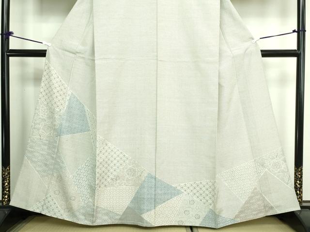 平和屋着物▽訪問着 結城紬 単衣 100亀甲 唐草文 正絹 逸品 DAAW9422sf
