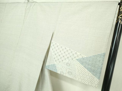平和屋着物▽訪問着 結城紬 単衣 100亀甲 唐草文 正絹 逸品 DAAW9422sf