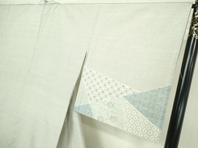 平和屋着物▽訪問着 結城紬 単衣 100亀甲 唐草文 正絹 逸品 DAAW9422sf