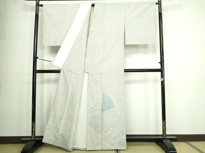 平和屋着物▽訪問着 結城紬 単衣 100亀甲 唐草文 正絹 逸品 DAAW9422sf