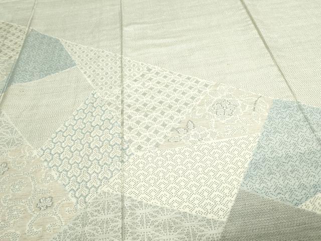平和屋着物▽訪問着 結城紬 単衣 100亀甲 唐草文 正絹 逸品 DAAW9422sf