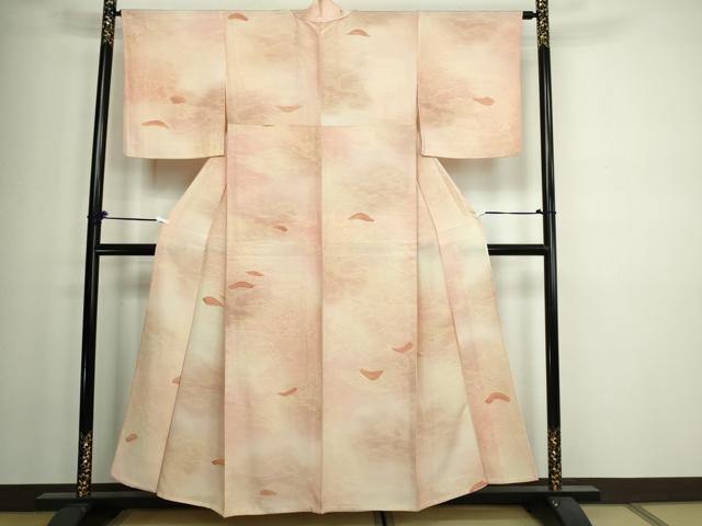 平和屋着物▽上質な小紋 単衣 立波文 暈し染め 正絹 逸品 DAAW9424sf