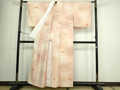 平和屋着物▽上質な小紋 単衣 立波文 暈し染め 正絹 逸品 DAAW9424sf