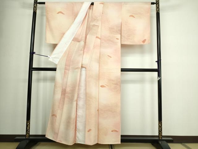平和屋着物▽上質な小紋 単衣 立波文 暈し染め 正絹 逸品 DAAW9424sf
