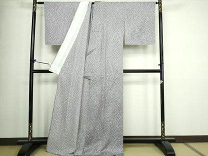 平和屋着物▽上質な小紋 単衣 草花文 正絹 逸品 DAAW9425sf