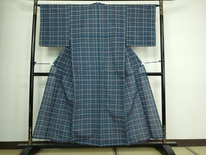 平和屋着物∴夏物 阿波しじら織 浴衣 格子 綿 未使用 DAAW9429sf