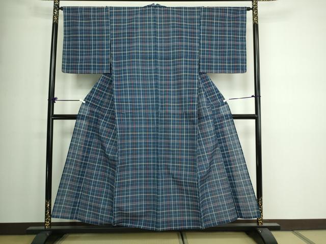 平和屋着物∴夏物 阿波しじら織 浴衣 格子 綿 未使用 DAAW9429sf