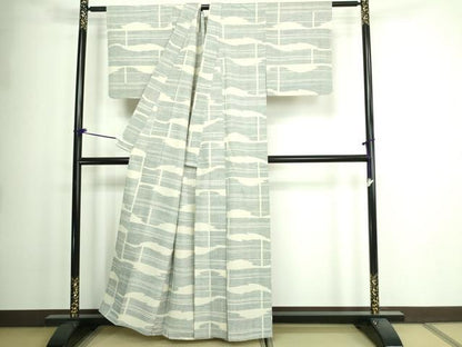 平和屋着物▽上質な紬 単衣 抽象文様 正絹 逸品 DAAW9430sf