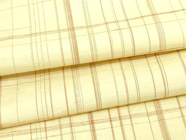 平和屋着物▽上質な紬 単衣 格子 正絹 逸品 未使用 DAAW9431sf