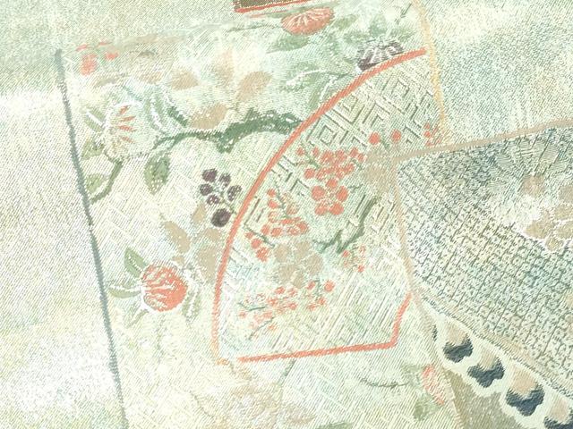 平和屋着物▼六通柄袋帯　地紙草花文　金銀糸　正絹　逸品　DAAW9459sf