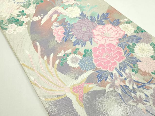 平和屋着物▼佐賀錦　六通柄袋帯　鳳凰草花文　銀糸　正絹　逸品　DAAW9486sf