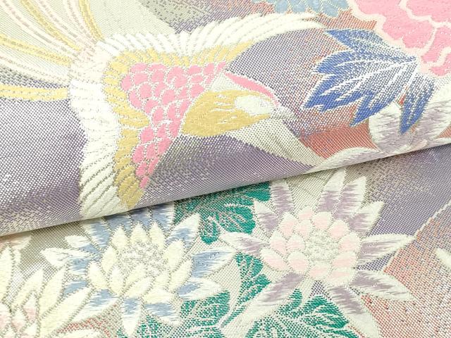平和屋着物▼佐賀錦　六通柄袋帯　鳳凰草花文　銀糸　正絹　逸品　DAAW9486sf