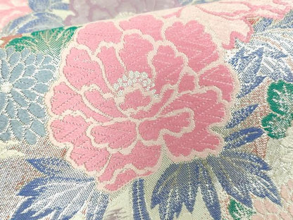 平和屋着物▼佐賀錦　六通柄袋帯　鳳凰草花文　銀糸　正絹　逸品　DAAW9486sf