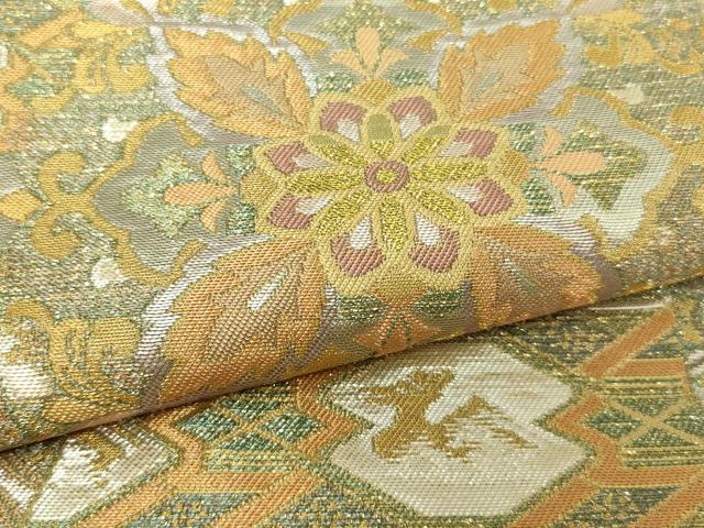 平和屋着物▼六通柄袋帯　正倉院花文　金糸　正絹　逸品　DAAW9492sf
