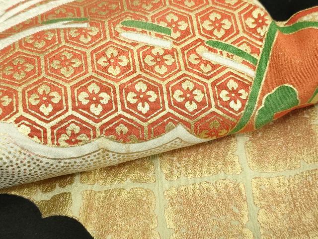 平和屋着物■豪華黒留袖　刺繍　檜扇尾長鳥花文　金銀彩　正絹　逸品　DAAW9573sf