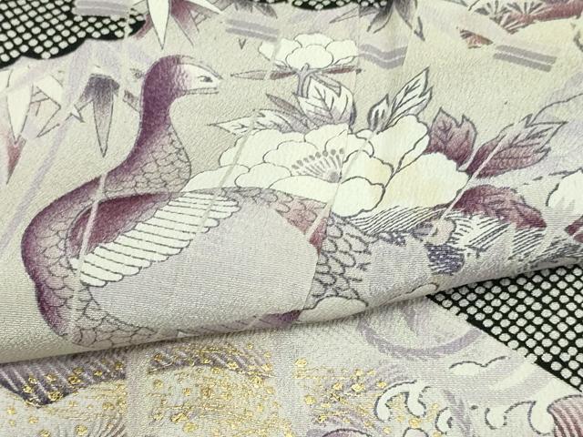 平和屋着物■豪華黒留袖　檜扇孔雀花文　金彩　正絹　逸品　DAAW9576sf