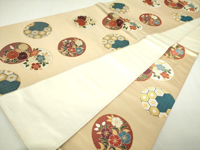 平和屋着物◎六通柄袋帯　唐織　草花丸文　金銀糸　正絹　逸品　DAAW9824sf