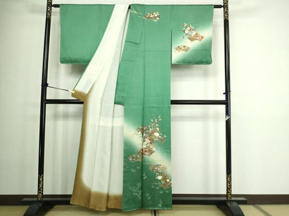 平和屋着物■訪問着 地紙御所車花文 暈し染め 金彩 正絹 逸品 DAAW9917sf