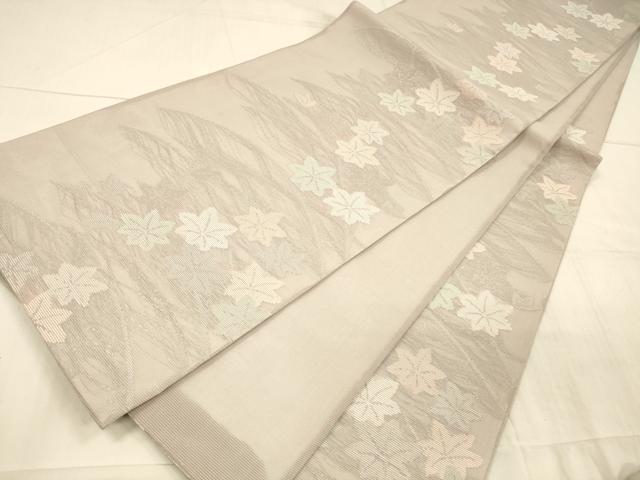 平和屋着物＊夏物 六通柄袋帯 草葉文 銀糸 正絹 逸品 DAAX0002cm