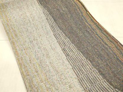 平和屋着物＊夏物　八寸名古屋帯　組織　抽象文様　金糸　正絹　逸品　DAAX0004cm
