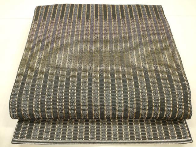 平和屋着物＊夏物 六通柄袋帯 間道 黒地 金糸 正絹 逸品 DAAX0006cm
