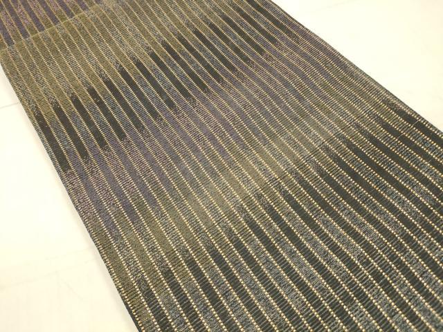 平和屋着物＊夏物 六通柄袋帯 間道 黒地 金糸 正絹 逸品 DAAX0006cm