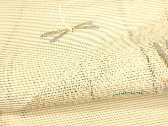 平和屋着物＊夏物 絽綴れ 八寸名古屋帯 蜻蛉杜若文 金銀糸 正絹 逸品 DAAX0008cm