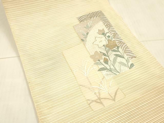 平和屋着物＊夏物 絽綴れ 八寸名古屋帯 絽刺し 草花文 金糸 正絹 逸品 DAAX0009cm