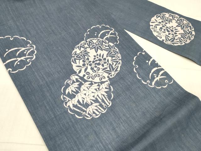 平和屋着物＊夏物 九寸名古屋帯 雪輪笹竹草花文 正絹 逸品 DAAX0012cm