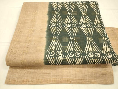 平和屋着物＊夏物 九寸名古屋帯 抽象文様 麻 逸品 DAAX0014cm