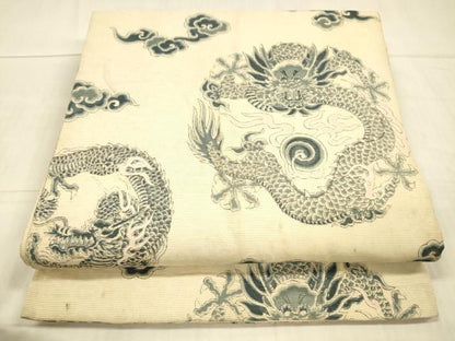平和屋着物＊夏物 アンティーク 大正ロマン 丸帯 霞龍文 正絹 逸品 DAAX0018cm