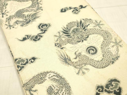 平和屋着物＊夏物 アンティーク 大正ロマン 丸帯 霞龍文 正絹 逸品 DAAX0018cm