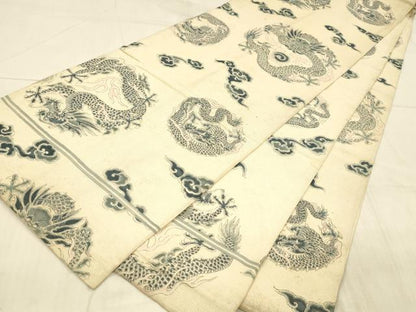 平和屋着物＊夏物 アンティーク 大正ロマン 丸帯 霞龍文 正絹 逸品 DAAX0018cm