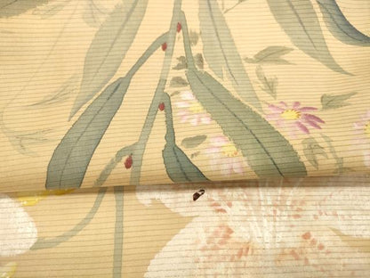 平和屋着物＊夏物 アンティーク 大正ロマン 丸帯 引き抜き帯 草花文 正絹 逸品 DAAX0019cm