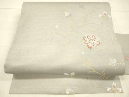 平和屋着物＊夏物 九寸名古屋帯 花唐草文 金糸 正絹 逸品 DAAX0020cm