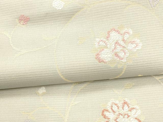 平和屋着物＊夏物 九寸名古屋帯 花唐草文 金糸 正絹 逸品 DAAX0020cm
