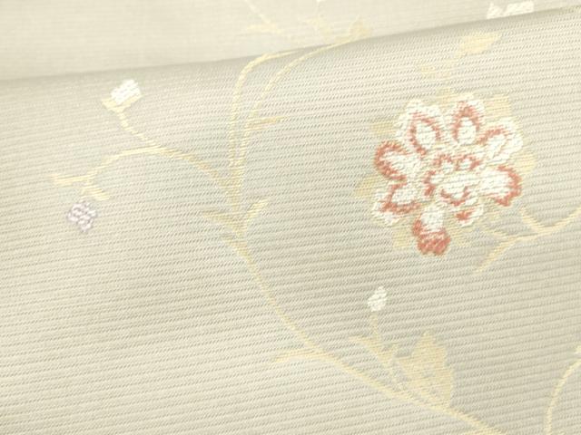 平和屋着物＊夏物 九寸名古屋帯 花唐草文 金糸 正絹 逸品 DAAX0020cm