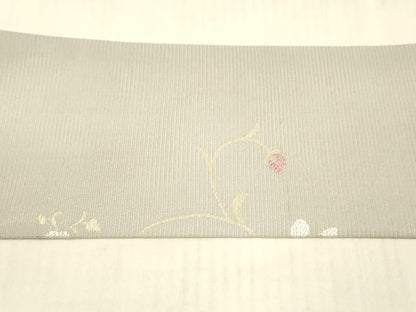 平和屋着物＊夏物 九寸名古屋帯 花唐草文 金糸 正絹 逸品 DAAX0020cm