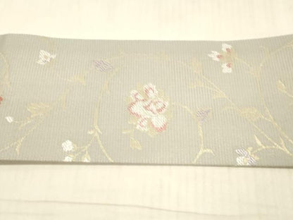 平和屋着物＊夏物 九寸名古屋帯 花唐草文 金糸 正絹 逸品 DAAX0020cm