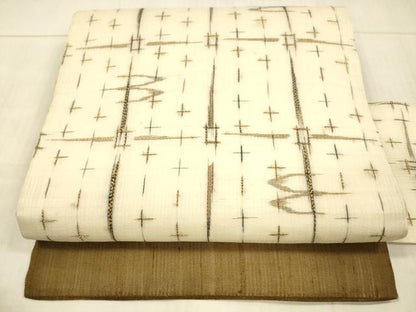 平和屋着物＊夏物 九寸名古屋帯 絣文様 正絹 逸品 DAAX0021cm